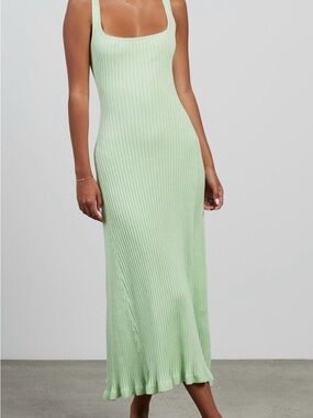 Anna Quan Dido ribbed knit sleeveless midi dress in wasabi size AU 4 size US 0